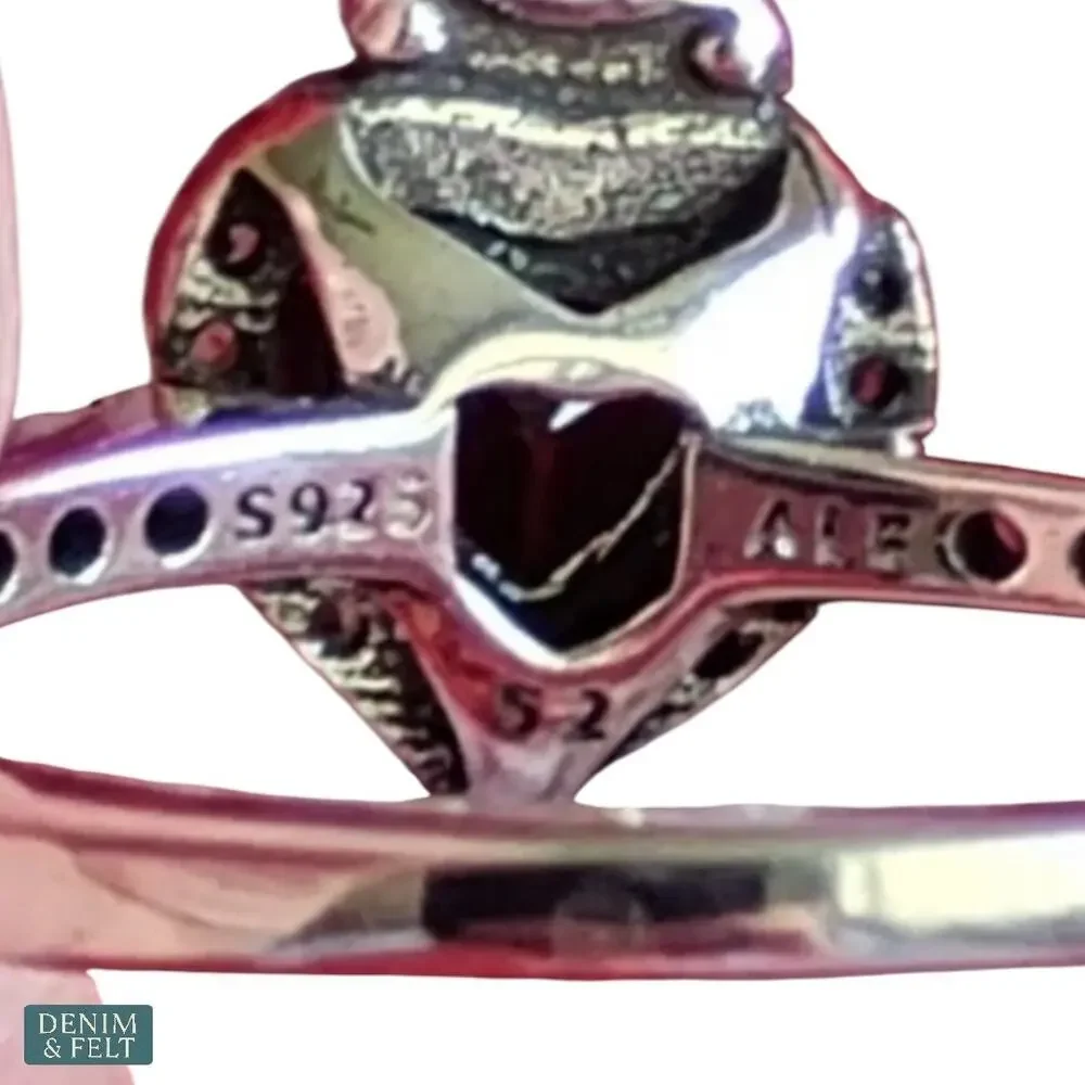 Pandora Disney Villains Evil Queen Ring Sterling‎ Silver Fuchsia Crystal Sz 7